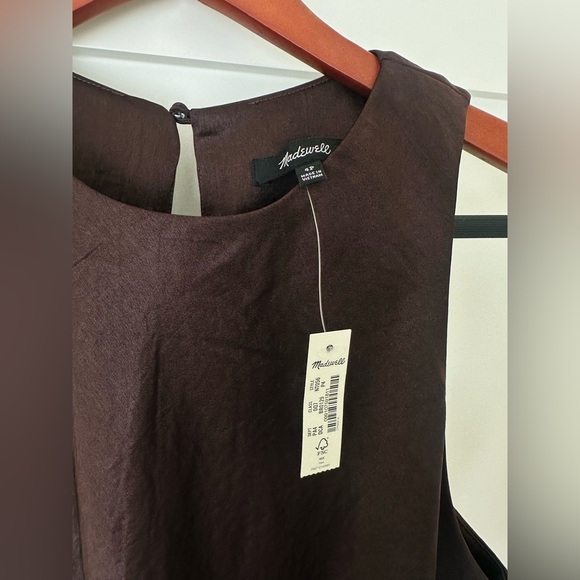 NWT Madewell Chocolate Brown Petite Sleeveless Midi Dress - Picture 7 of 10